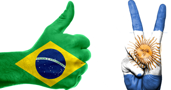 Banderas de Brasil y Argentina