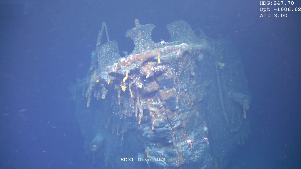 Restos del buque de guerra acorazado alemán "SMS Scharnhorst", hundido en la Primera Guerra Mundial, frente a las costas de las islas Malvinas (Falklands, según la denominación británica), hallado por científicos británicos
