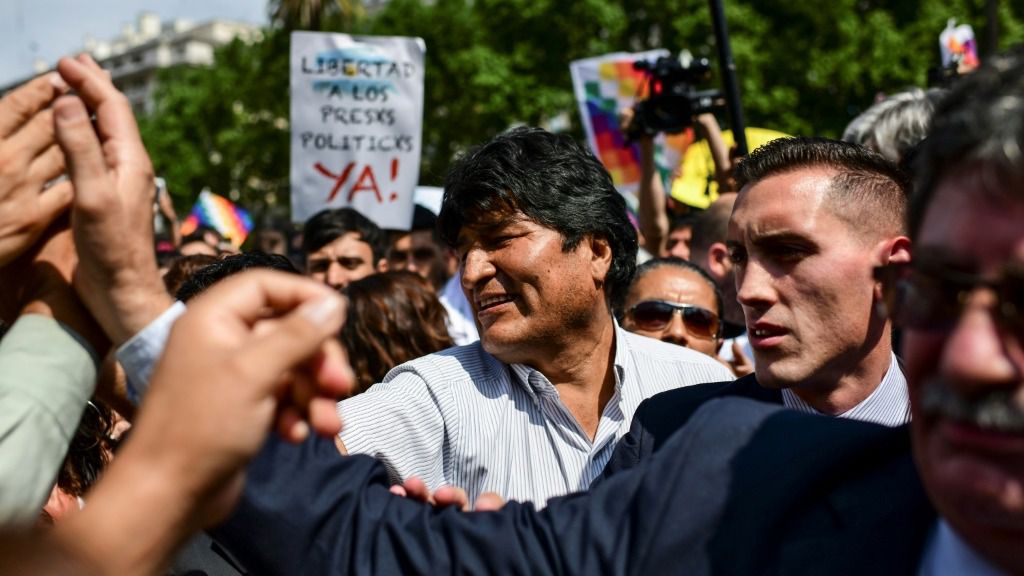 El expresidente de Bolivia Evo Morales, durante una protesta de las Madres de la Plazo de Mayo, el 26 de diciembre de 2019 en Buenos Aires