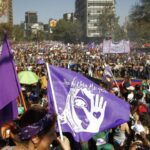 Marcha feminista convocada por la Coordinadora 8M, en Plaza Italia, Santiago de Chile