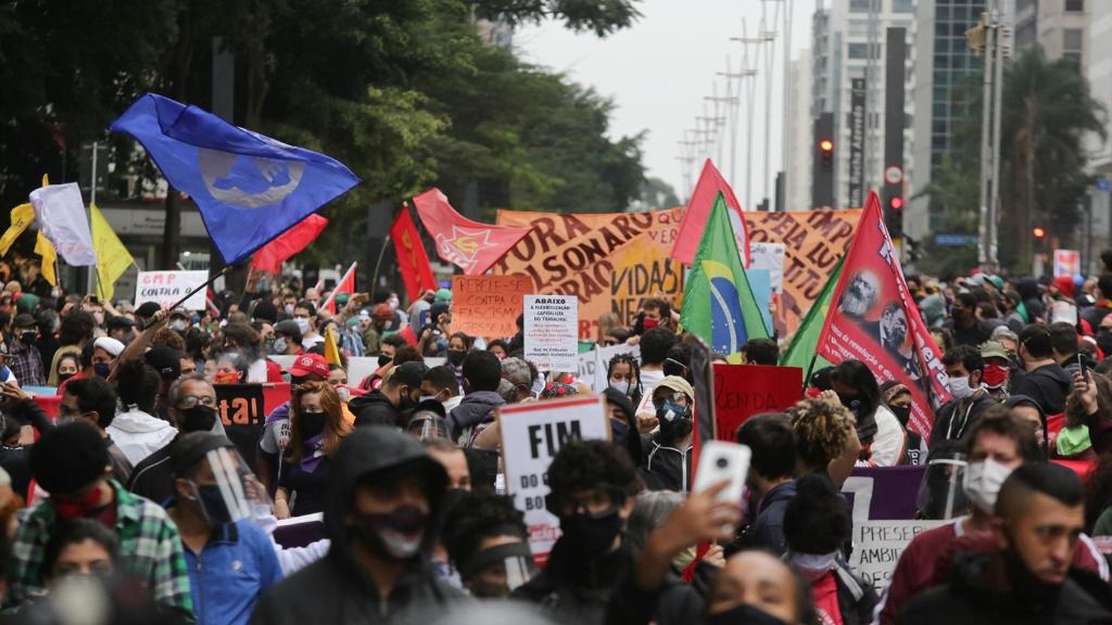 Manifestación contra el racismo y el presidente de Brasil, Jair Bolsonaro, celebrada este domingo en Sao Paulo