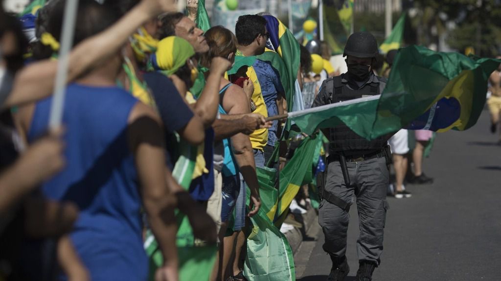 Manifestación a favor del presidente de Brasil, Jair Bolsonaro, celebrada en Río de Janeiro