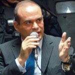 El exparamilitar colombiano Salvatore Mancuso durante una audiencia judicial