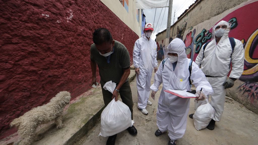 Reparto de insumos en Bogotá durante la epidemia de coronavirus