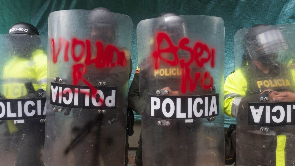 Manifestación contra la violencia policial en Colombia