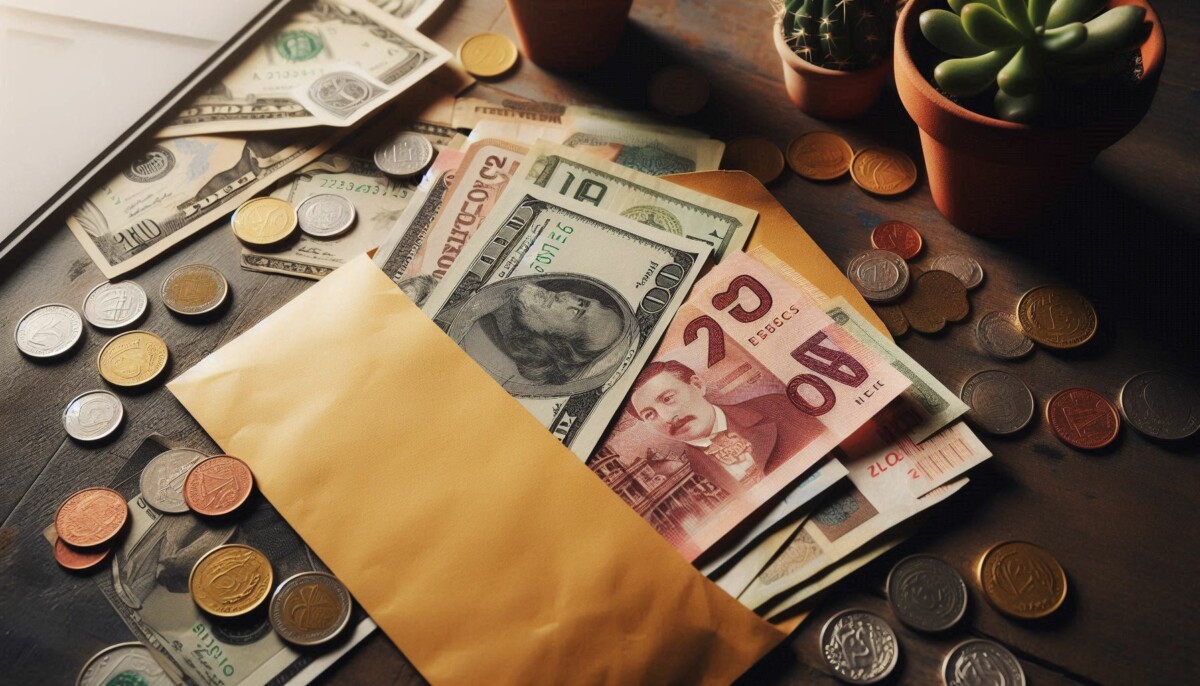 Dólares y pesos mexicanos