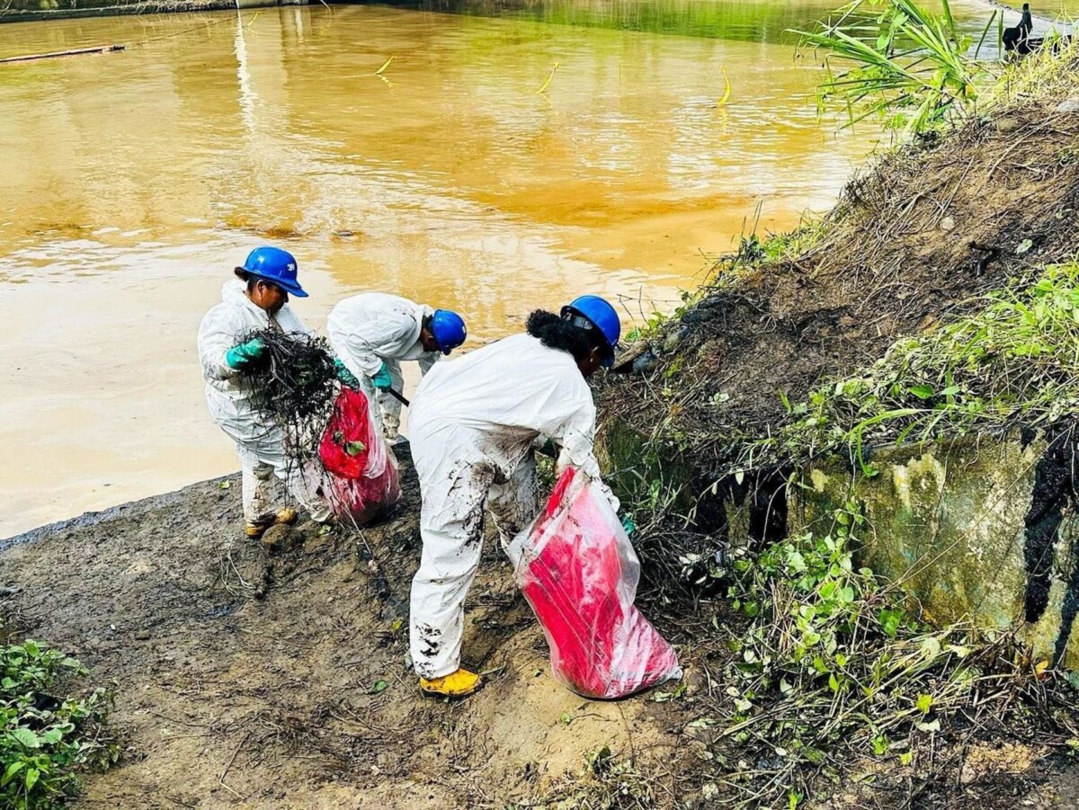 Derrame de crudo en Esmeraldas (Ecuador) (Foto: Ministerio de Energía y Minas de Ecuador)