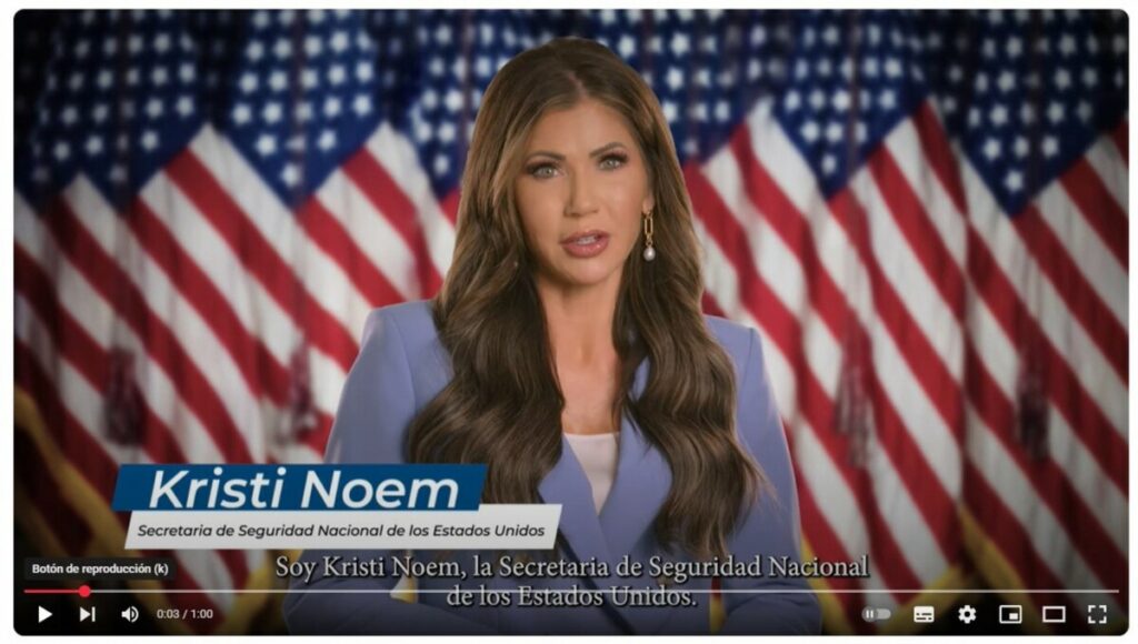 La secretaria de Seguridad Nacional de Estados Unidos, Kristi Noem (Foto: Departamento de Seguridad Naciones de EEUU)